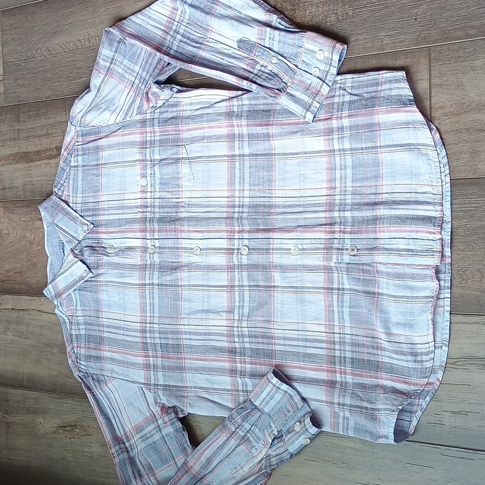 Original Weatherproof Vintage Plaid Long-Sleeved Button Down Shirt - Size M